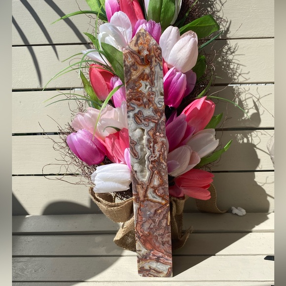 Tall Druzy Crazy Lace Agate Tower